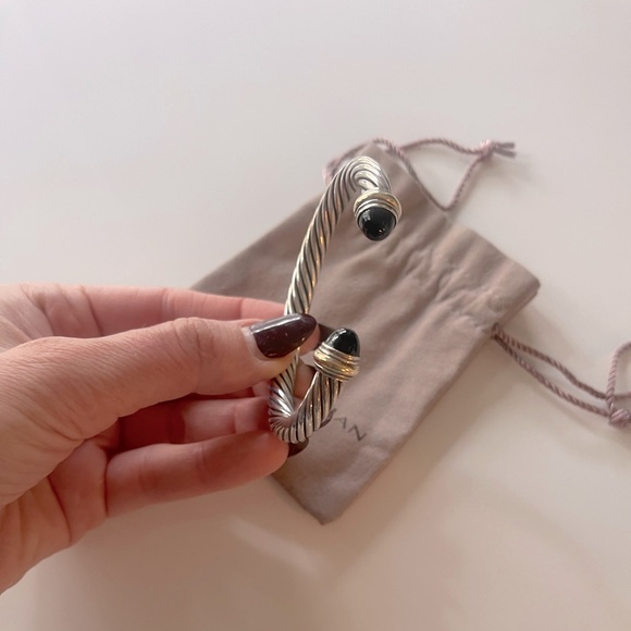 Cable Bracelet with Gemstone and 14K Gold in Silver, 5mm - Picture 6 of 6